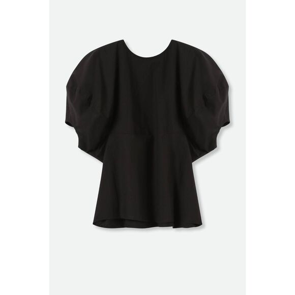 JARBO CERCHI SHORT SLEEVE BLOUSE IN ITALIAN COTTON L/XL BLACK $298 - Picture 1 of 12